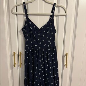Navy Floral Ruched Dress - Hollister (Size XS)